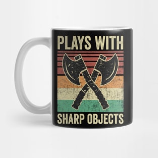 Plays With Sharp Objects Funny Axe Throwing Mug